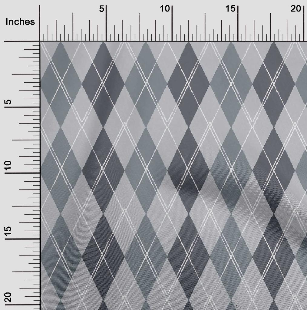 oneOone Cotton Flex Dusty Blue Fabric Argyle Check Quilting Supplies Print Sewing Fabric By The Yard 40 Inches
