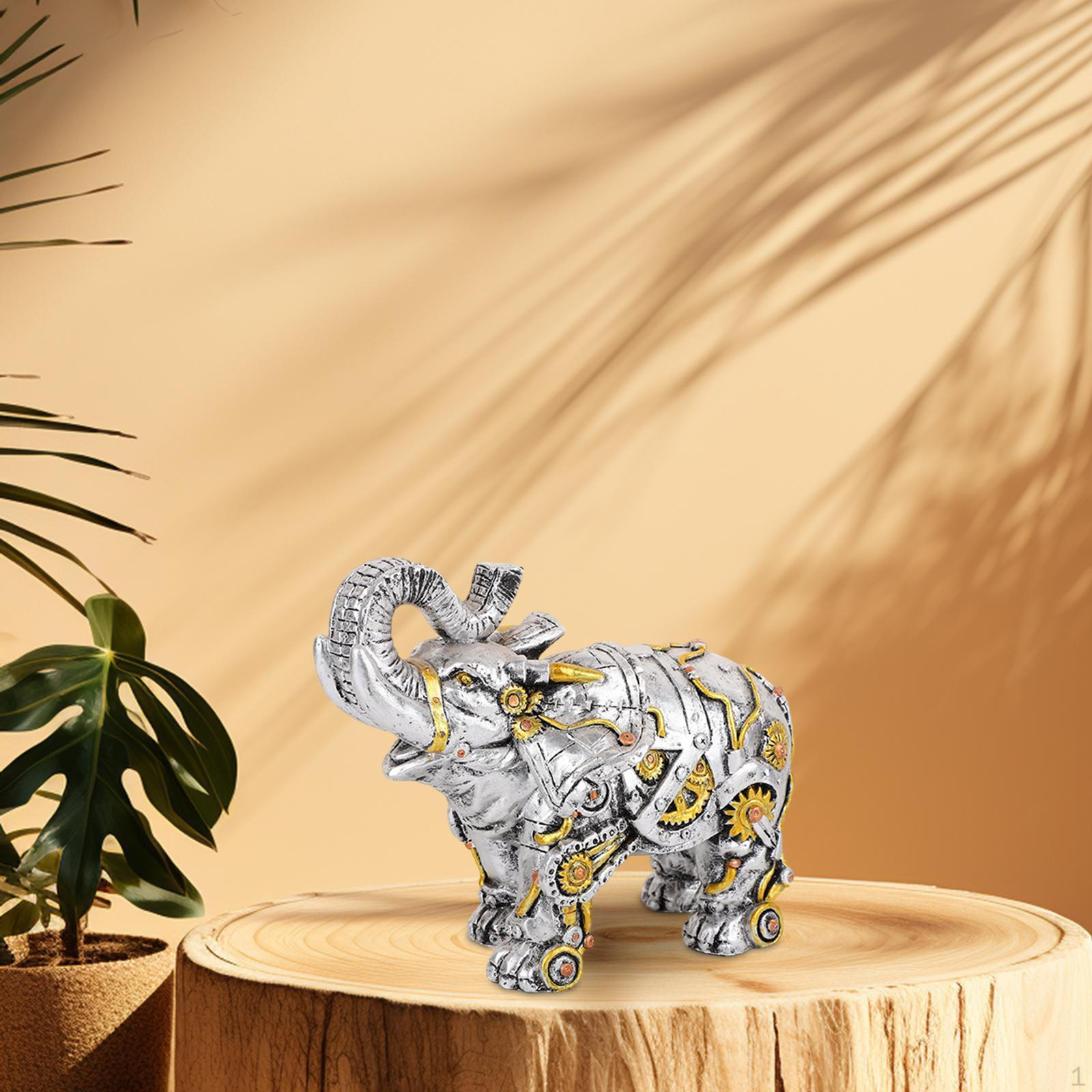 

Механическая статуэтка панка, коллекционные украшения для животных, современная смоляная поделка в стиле стимпанк для входа Elephant