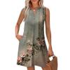 Women's Fashion Casual Printed V-Neck Button With Pocket Vest Sleeveless Dresses