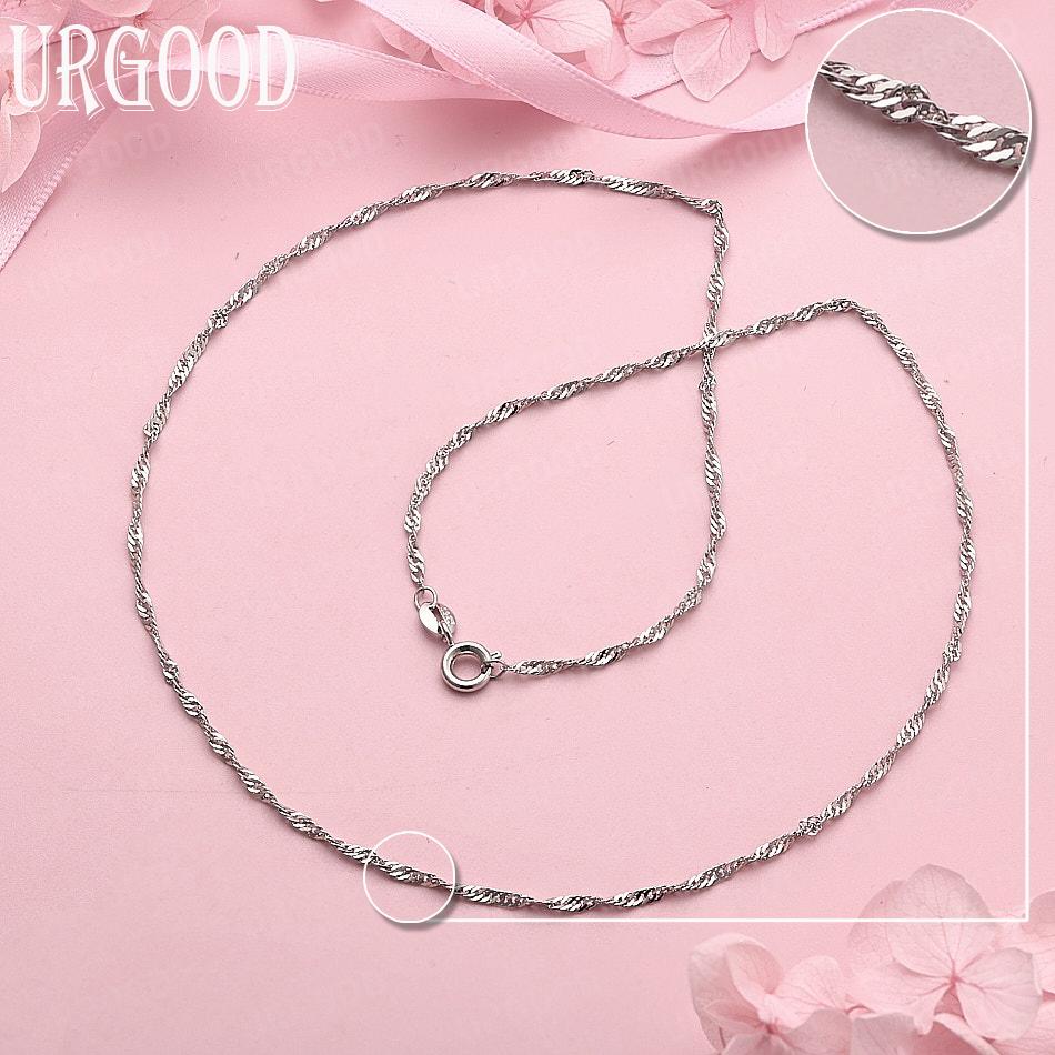 

925 Sterling Silver Geometric Fashion Necklace Wedding Jewelry 45cm