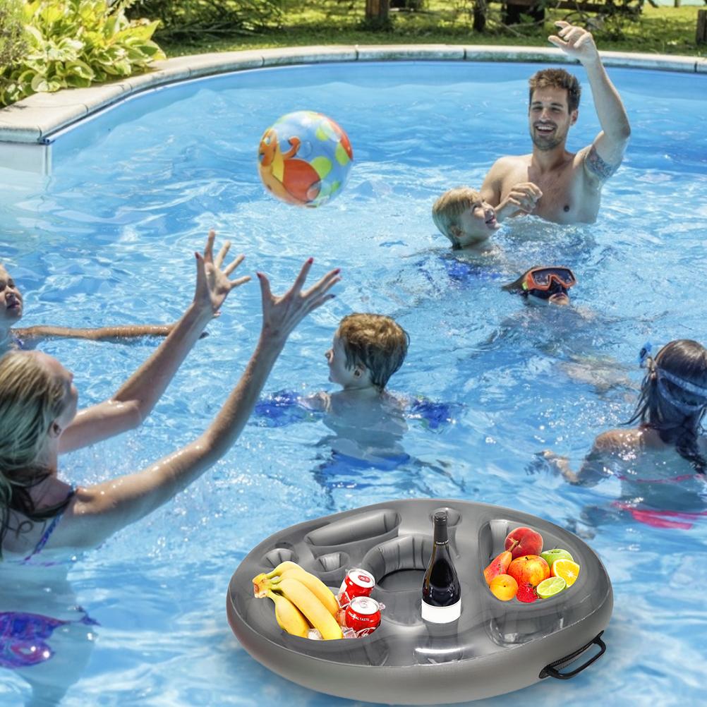 Portable Summer Party Bucket Cup Holder Inflatable Floating Drink Holder Multiple Holes Beverage