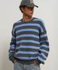 GENERALIDEA Man Striped Cotton Crew Neck Knit [Charcoal] / Gf1Mkp004