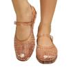 Women's Mesh Mary Jane Flat Shoes Breathable Lightweight Slip On Round Toe Casual Footwear with Adjustable Strap for Daily Wear