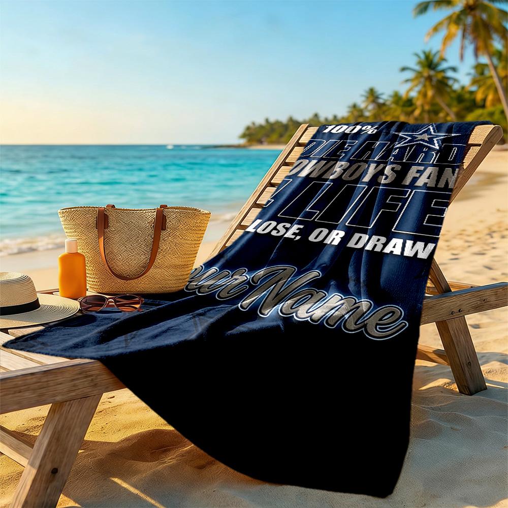 Dallas Customize Your Name Beach Towel Super Soft Microfiber Quickdry Fabric