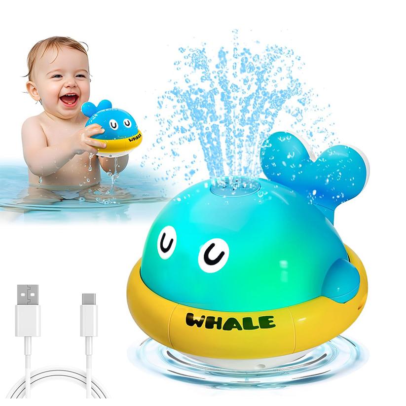 Baby Bath Toys Toddler Bath Toys for Kids Light Up Whale Bath Toys Sprinkler Pool Water Table Infant Toys Bathtub Fountain Toy