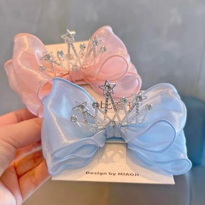 Princess Crown Bow Duckbill Clips Sweet Cute Girls Hair Side Clip Kids Headwear Birthday Party Present Photo Props Accessories