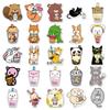 50 Cute Cartoon Animal Food Stickers for Diary, Laptop, Luggage - Waterproof