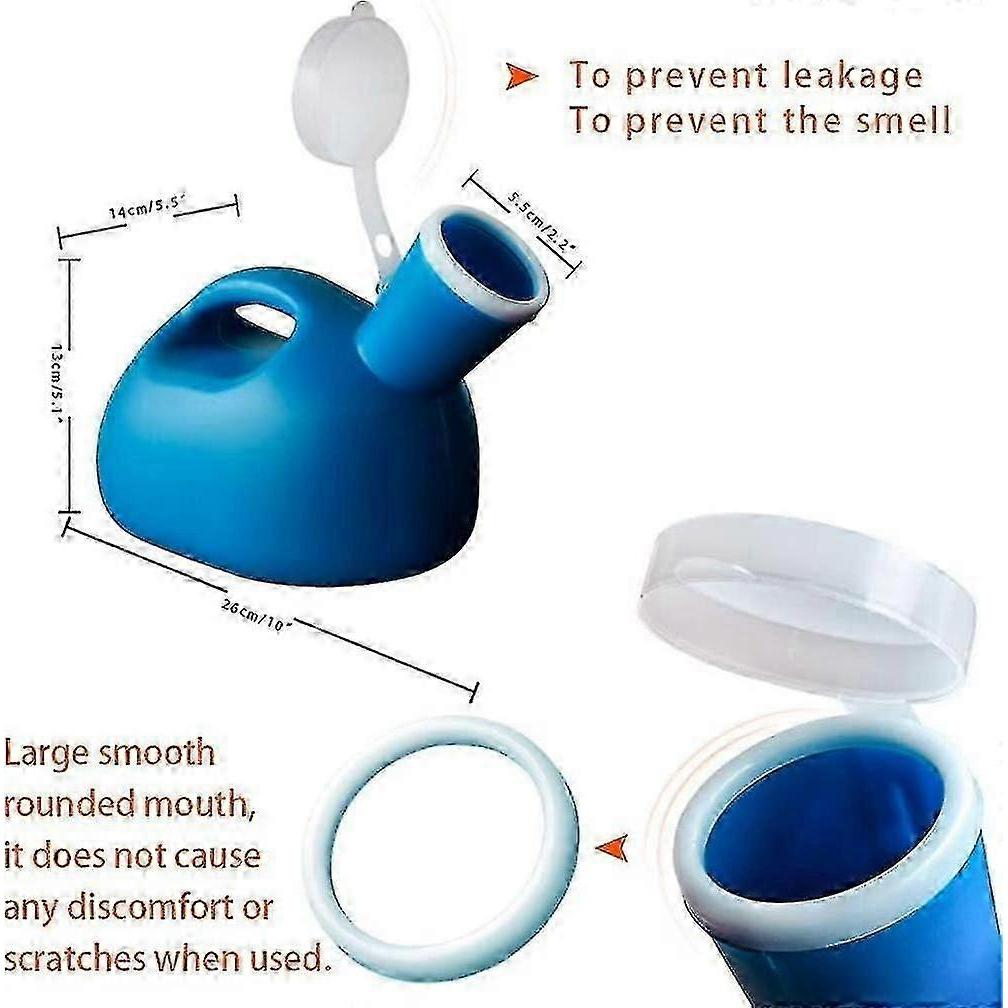 Men’s Portable Urinal 2000ml with Leak-Proof Lid - Lightweight Bedside/Travel Design for Elderly & Camping (Wide Base, Easy Clean)_CD
