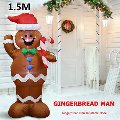 1,5 M/5FT Aufblasbarer Lebkuchenmann Weihnachten Weihnachtsmann Wohnkultur Indoor Outdoor