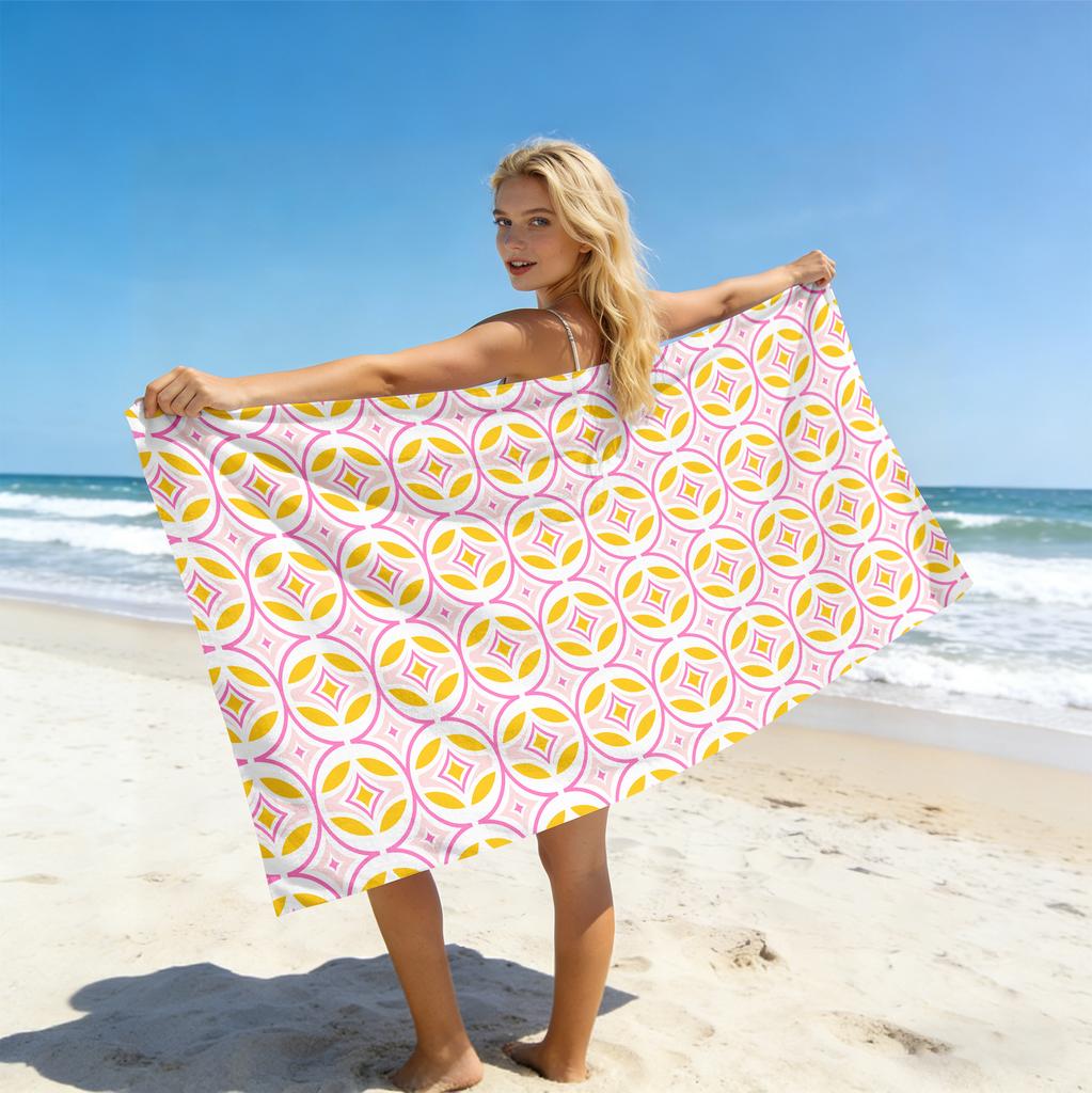 1pc personalized and fashionable beach towel, ultra-fine fiber absorbent beach towel, outdoor vacation swimming beach towel