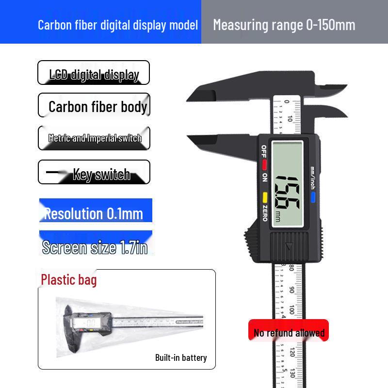

High-Precision 0-150mm Carbon Fiber Digital Caliper for Jewelry, Jade, and Household Measurements