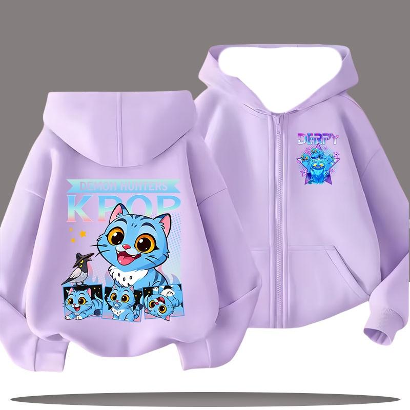 

Casual Comfort Zip Hoodie Fashion Printed Pattern Girls Top Hoodies Sweatshirts Girls 110