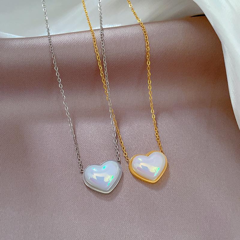 Titanium Steel Mermaid Ji Pearl Minimalist Wind Furnace Real Gold Necklace Female Collarbone Chain Accessories