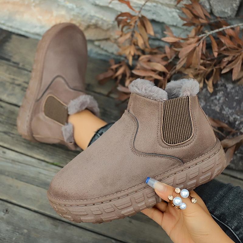 Fashion Winter Women Snow Boots 2025 New Flats Platform Comfortable Ladies Shoes Plush Warm Casual Chelsea Ankle Boots Zapatos De Mujer