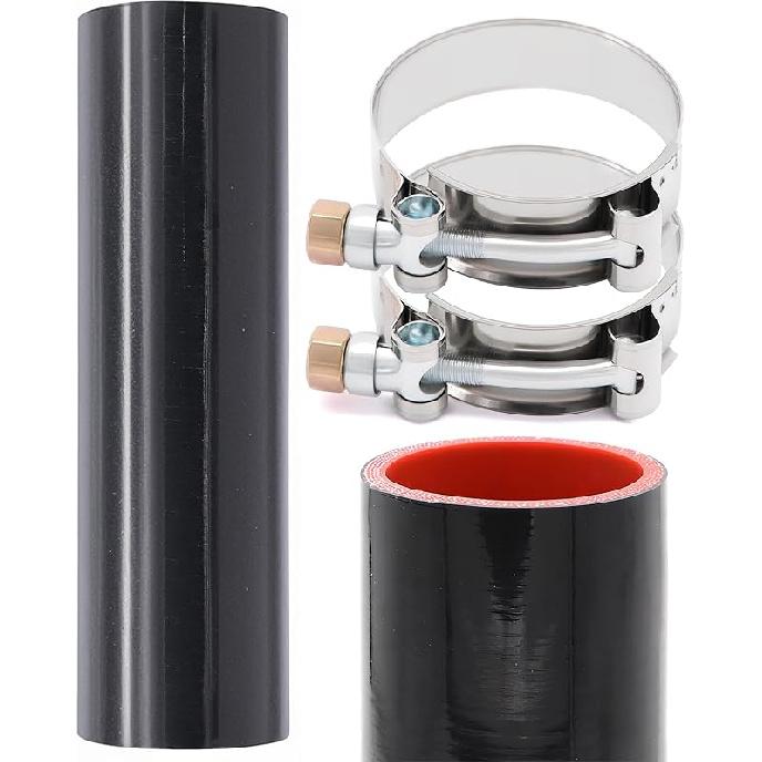 ID 3Inch 4-Ply Straight Coupler Silicone Hose 5Mm Thickness 12Inch Length With 2 X Stainless Steel T-Clamps (3Inch(76Mm))