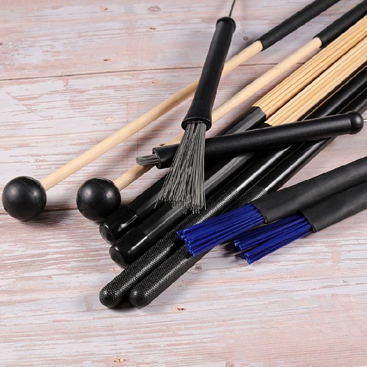 Comprehensive Drummers Set Drumsticks Set Assorted Brushes Mallets Bamboo Rods and Oxford Waterproof Bag Easy Carrying
