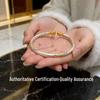 Gold Enamel & Sterling Silver Blooming Flowers Gourd Bangle - Versatile Gift for Girlfriend