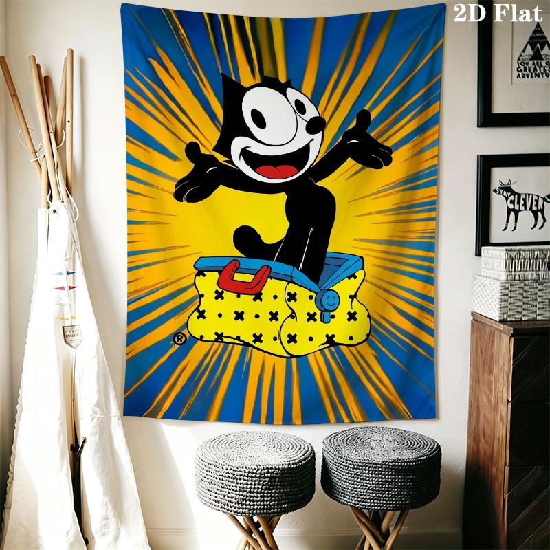 felix the cat Wall Tapestry Aesthetic Wall Hanging Printed Fabric Blanket Decorative Tapestries for Bedroom Living Room Home Decor