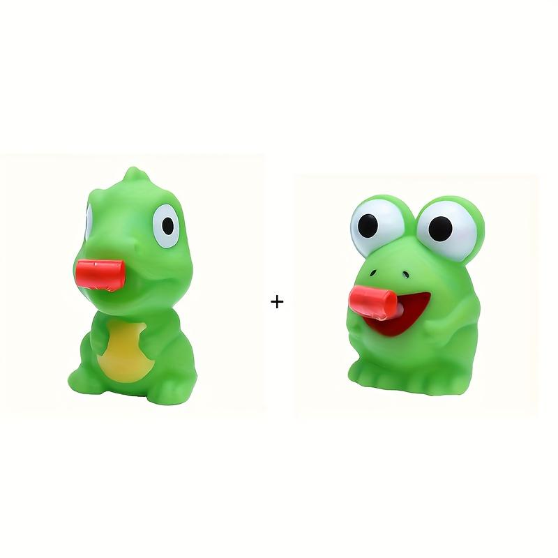 1pc Fun Frog And Dinosaur Retractable Tongue Relax Toy, Interactive Party Game, Green Cartoon Design with Red Tongue,mini Toys