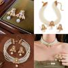 Pearl Animal Jewelry Set With Gold Small Bee Pendant And Earrings For Women
