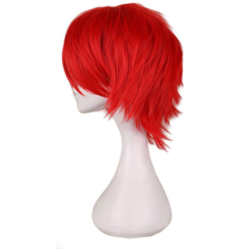 Men Short Dark Red Wig Anime Gaara Cosplay Wig Heat Resistant Synthetic Wigs