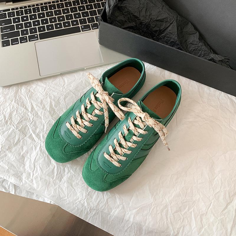 Retro německé tréninkové boty inspirované Su Yinyin: 2025 Prodyšné dámské kožené sportovní tenisky