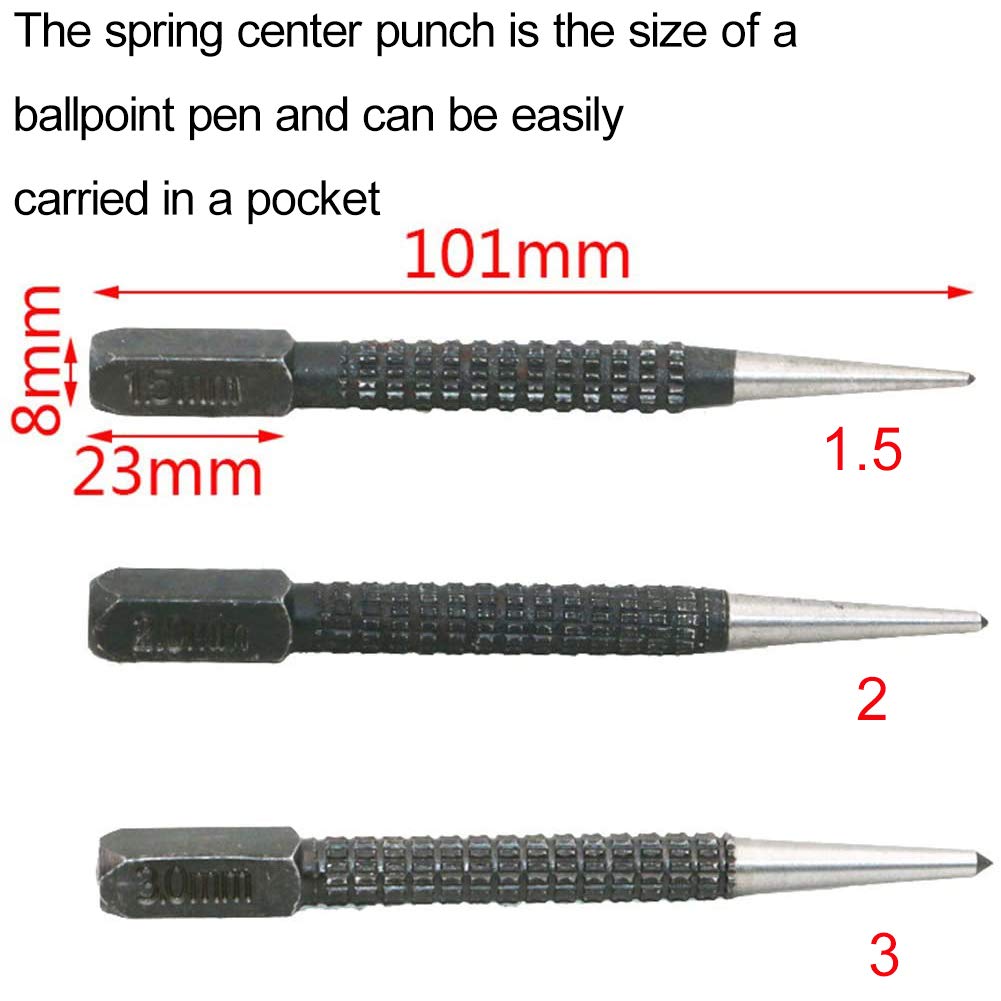 3pack/lot Strong And Durable Center Punch For Precision Drilling Center Positioning Punch Punch Set