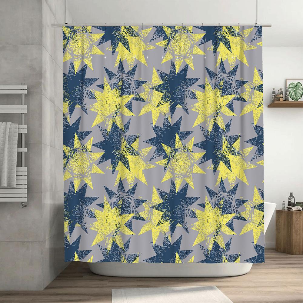 Beautiful Sunflower Shower Curtain Decor Floral Blue Yellow Print Fabric for Bathroom Size 180x240cm (This Title Follows Common