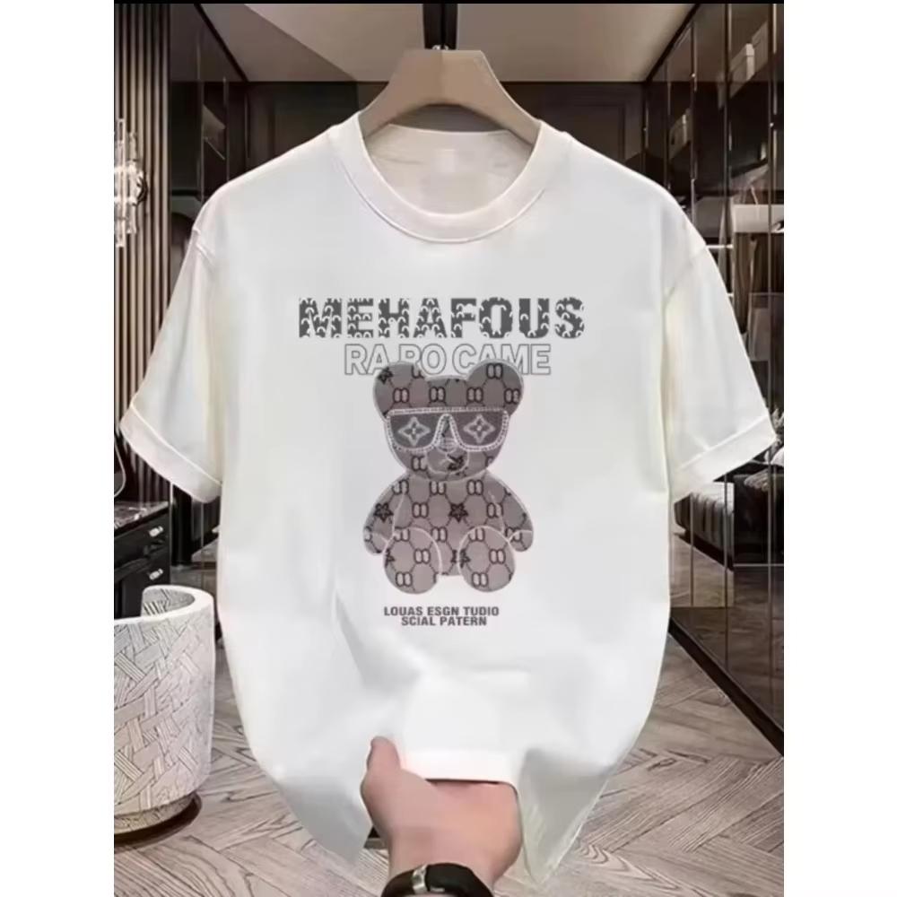 2026 New Trendy Brand Heavy Cotton Shortsleeved Tshirt Unisex Summer Printing Casual Round Neck Highend Top Handsome