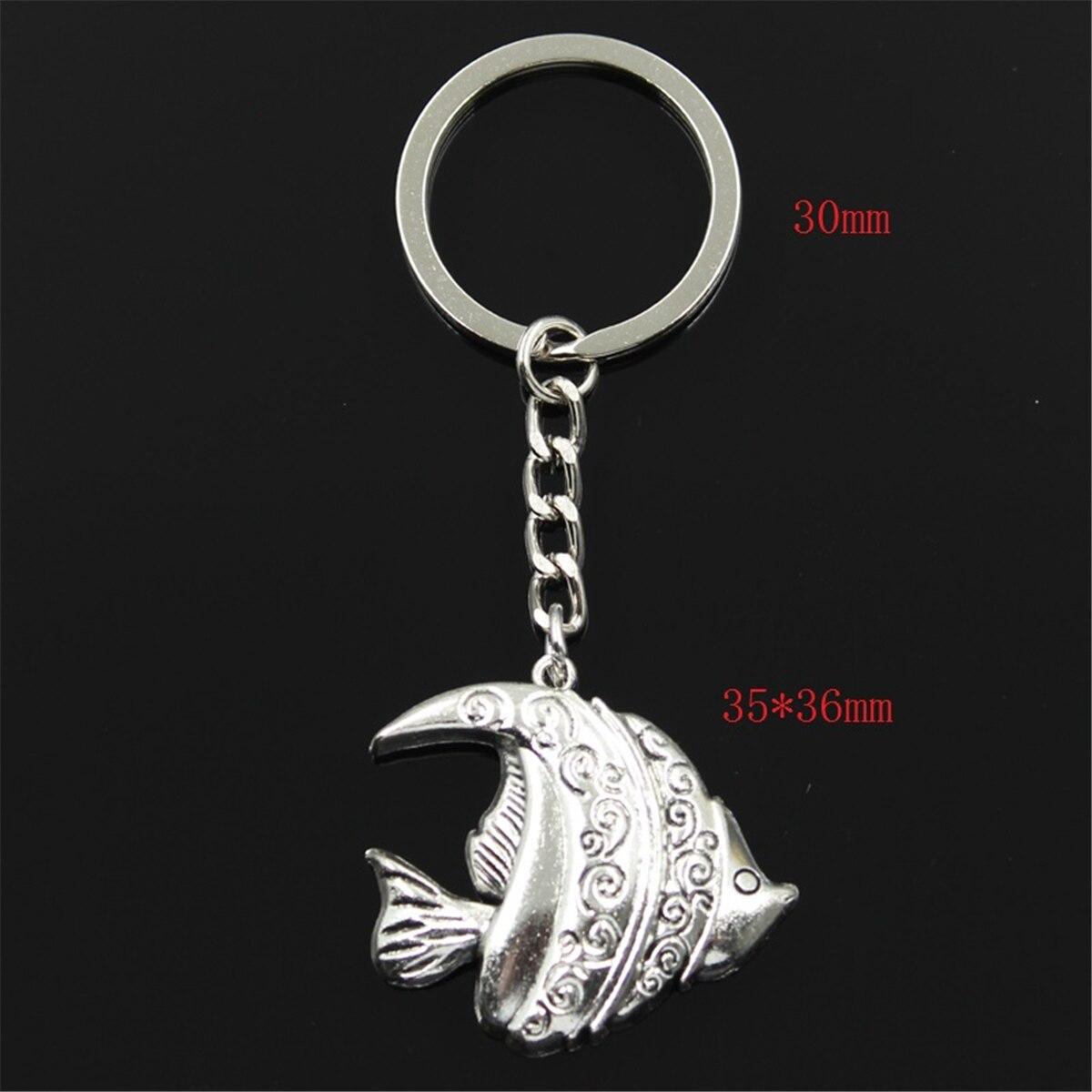 

Модная Золотая рыбка, тропическая рыба, 35x36 мм, кулон, 30 мм, брелок для ключей, серебряный цвет, мужской автомобильный подарок, сувенирный брелок