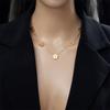 Gold Plated Flower Station Chain NecklaceNecklace, Stainless Steel Dainty Clover Pendant Choker, Waterproof Minimalist Jewelry for Women Gift