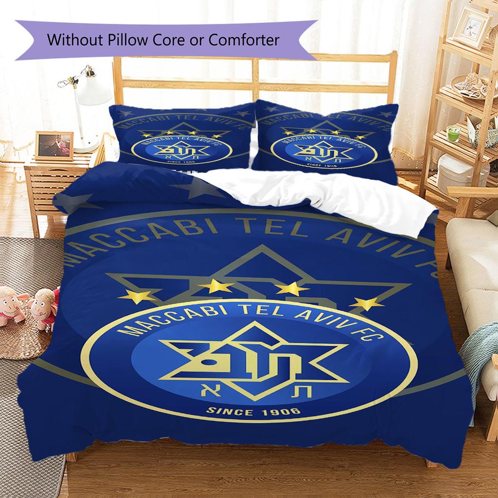 Maccabi Tel Aviv F.C Pattern Bedding,Quilt Set Quilt Cover Pillowcase Home Birthday Gift(1 * duvet cover + 2 * pillowcase, without core)