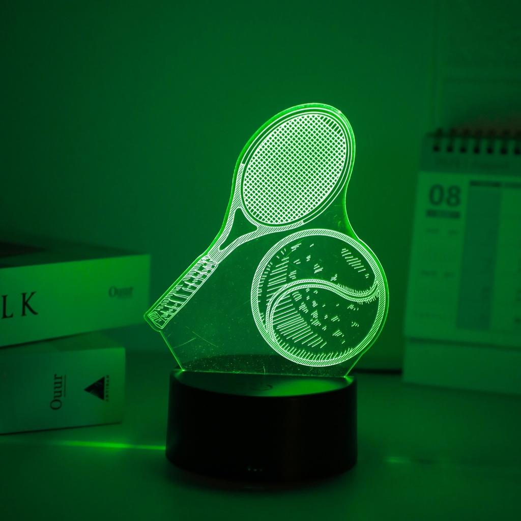 Novelty Tennis 3D Night Light, Creative Desktop Room Bedroom Decoration Atmosphere Light, Gift for Sports Enthusiasts