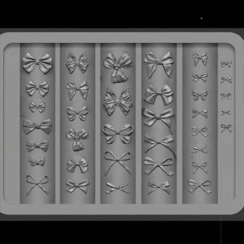 3D Silicone Mold Nail Art Decorations Diy Bowknot Carving Templates Mold For Nails Jewelry Crafts Transparent Nails Mold