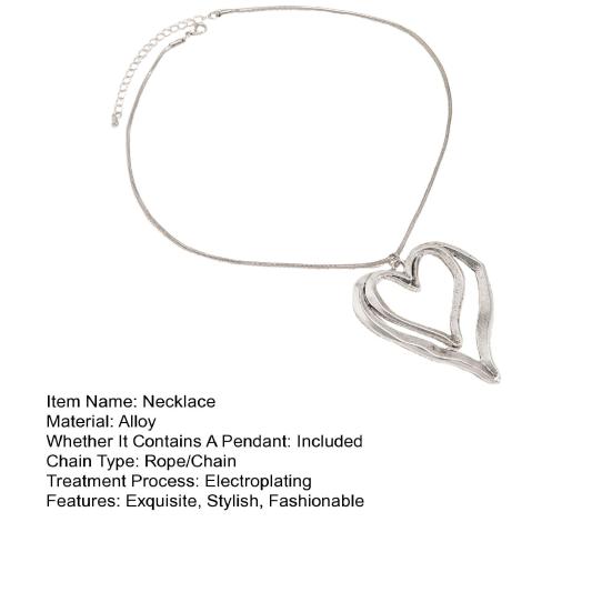Heart Necklace for Women Double Hollow Heart Long Rope/Chain Necklace for Valentine's Day Birthdays Anniversaries Gift