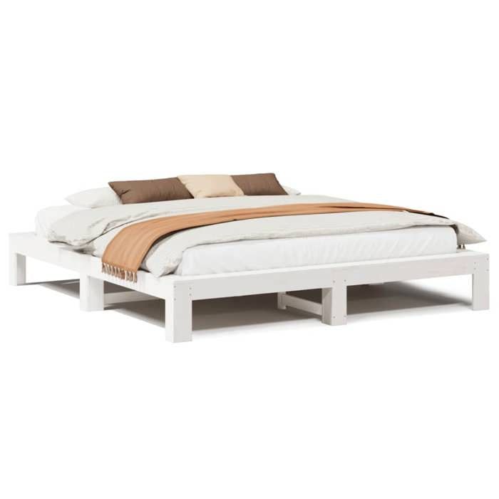 VidaXL Bed Frames Without Mattress White 200x200 Cm Solid Pine Wood 3308727
