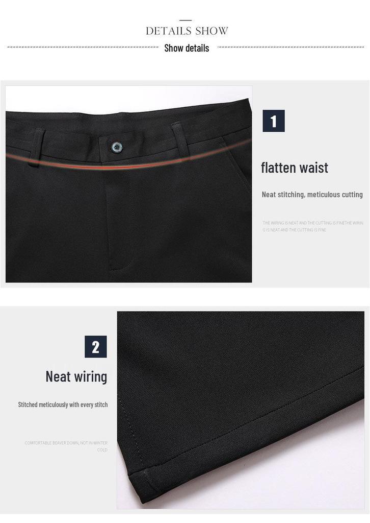 Men's High Waist Elastic Casual Pants - Plus Size, Straight Leg, Deep Crotch, Ideal for Middle-Aged & Elderly.