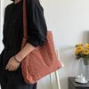 Super Beautiful Pumpkin Orange Floral Shoulder Bag Ins Versatile Literary Abrasive Fabric Tote Bag Large Capacity Women's Bag