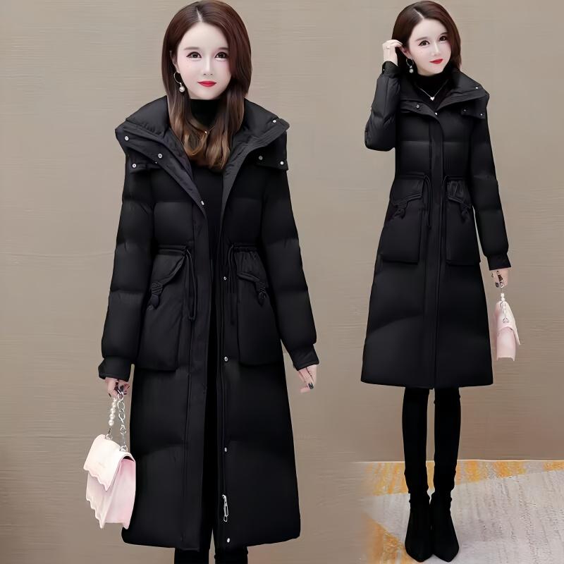 Official winter new down jacket women's medium and long white duck down thickened waist slim and thin coat