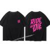 Ride Or Die Letter Print Bavlněné tričko Móda Značka Krátký rukáv Topy Unisex Ženy Léto 2023 Nová cool trička Volné Unisex oblečení