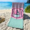 Sailboat with blue stripes pattern polyester microfiber beach towel is highly absorbent, suitable for swimming and beach outings