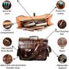 16 inch Leather Messenger Bag Brown Vintage Satchel Genuine Laptop Computer Office Shoulder Handmade Briefcase for Men