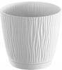White Round Plastic Flowerpot, 16 Cm, Sandy