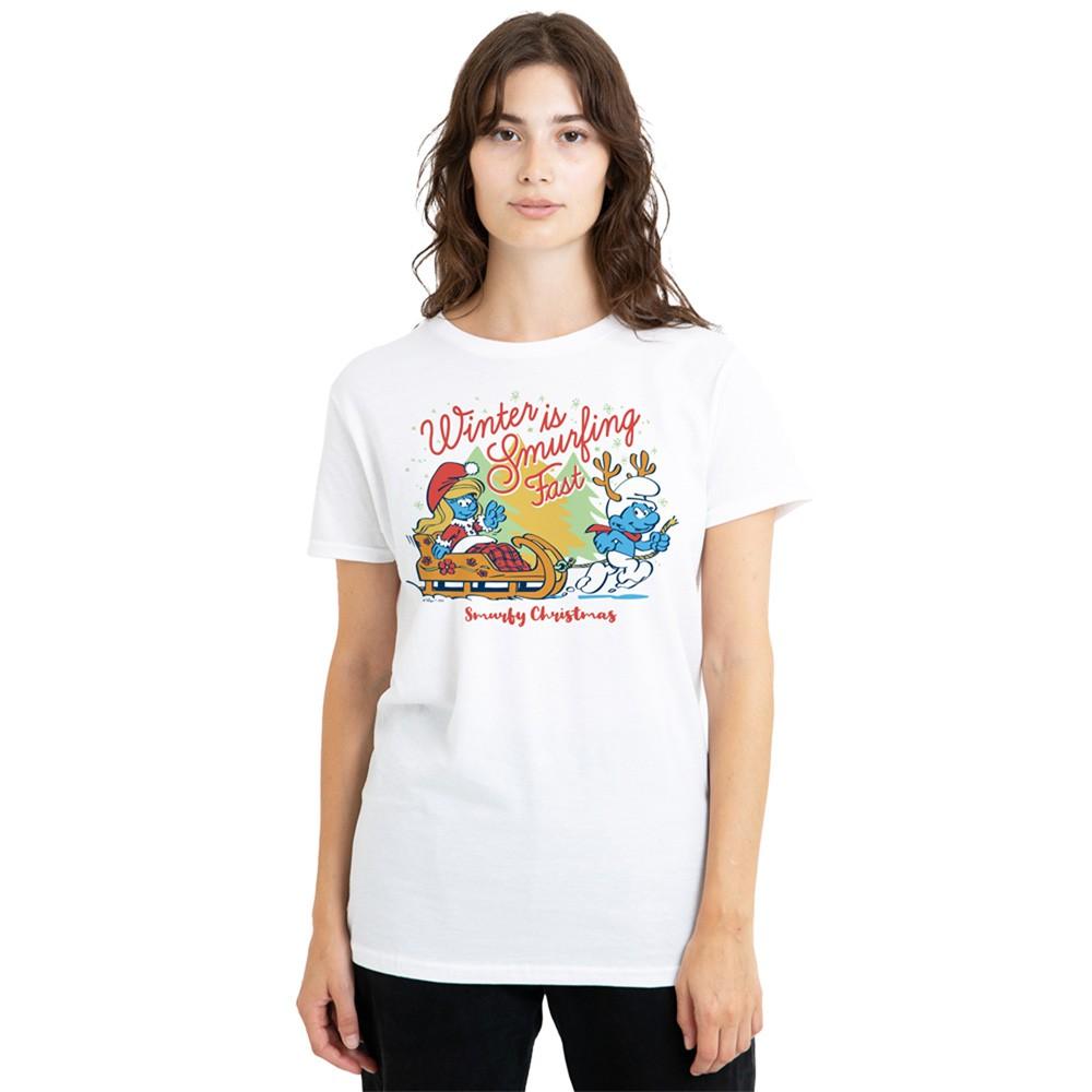 Smurfs Christmas Winter Is Smurfing Fast Smurfette Womens T-Shirt S-2XL White XXXXL