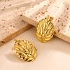European and American Retro Exaggerated Gold Stainless Steel Flower Earrings Do Not Fade Niche Design Versatile Earrings Earrings