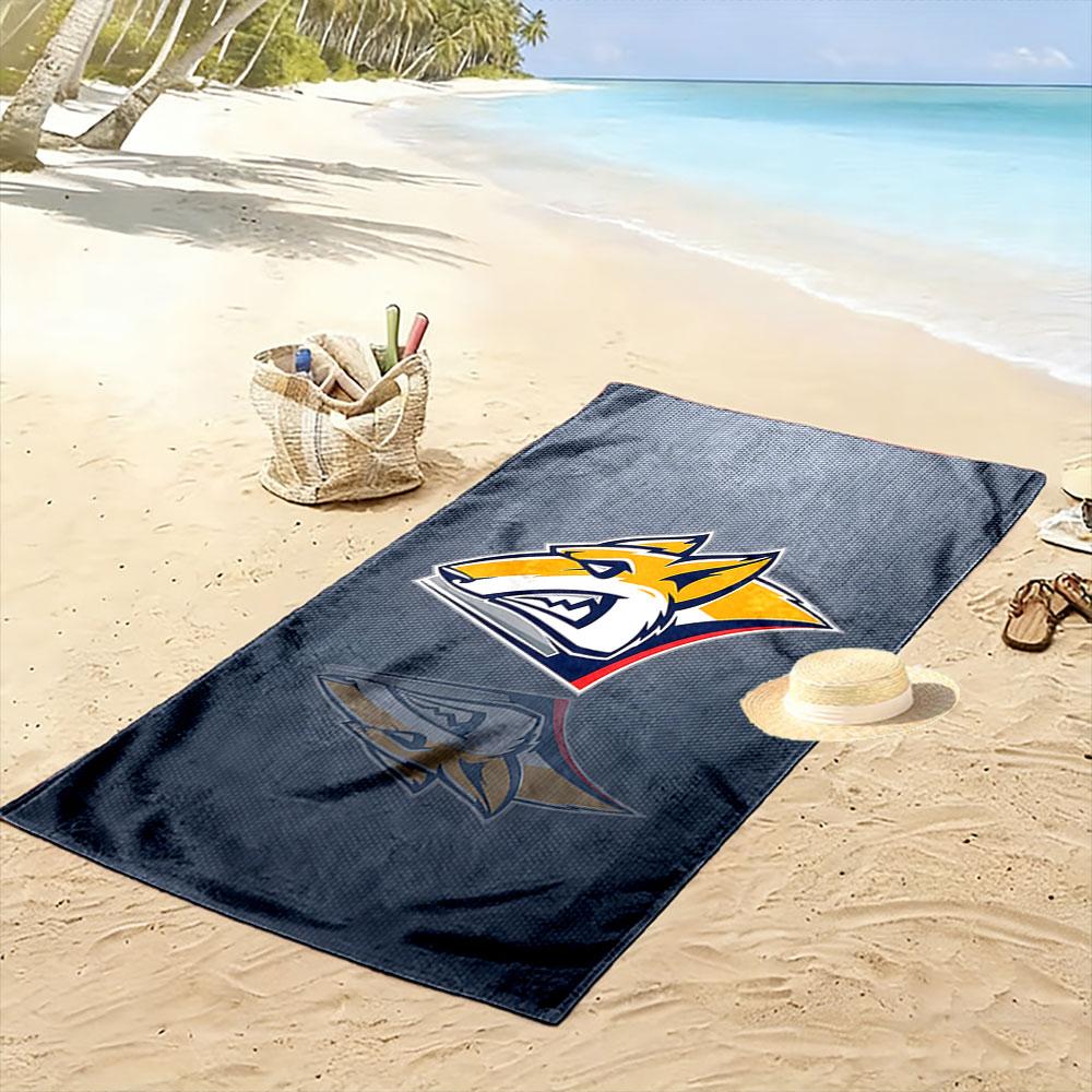 Fierce Fox Logo on Blue Background Patterned beach towel quick dry perfect for travel outdoor sports jogging the beach and swimming