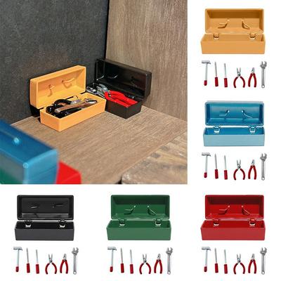 1:12 Scale Dollhouse Toolbox Multi-color with Storage Box Miniature Toolbox Red Handle Screwdriver Dolls Accessories