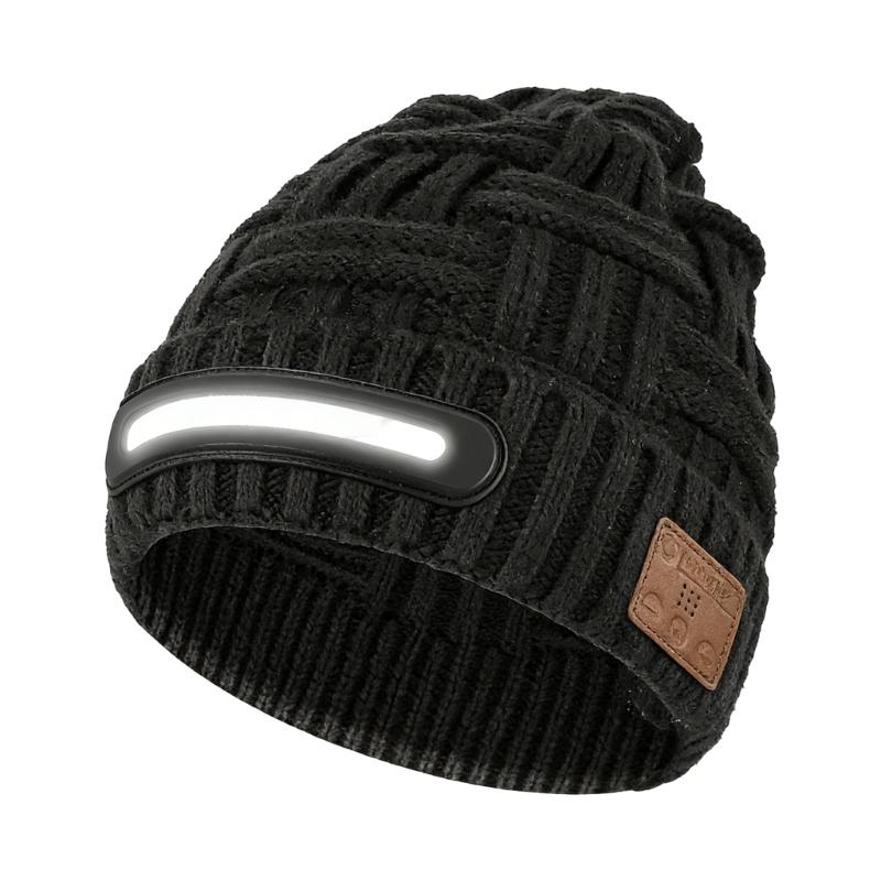 

Wireless Music Headphones Knit Cap with LED Light for Night Activity High Visibility and Winter Warmth Fashion Headwear