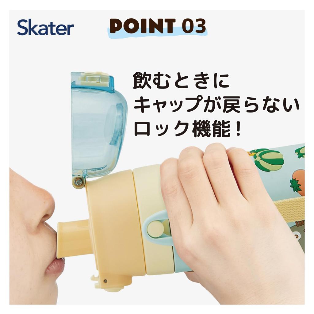 Skater Stainless Steel Water Direct Ghibli Vegetable 3D Lightweight and Sports Water Kids' Bottle, 480ml, Drink, Totoro, Colors, Print,