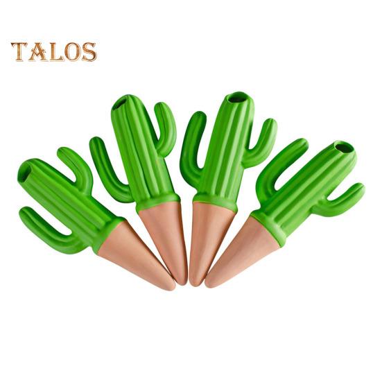 4 ks Zavlažovací trny ve tvaru kaktusu Terakotová hliněná rostlina Samozavlažovací kolíky Pomalu se uvolňující zavlažovací trny pro pokojové venkovní rostliny
